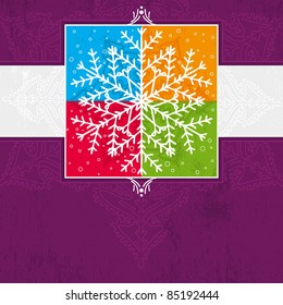  violet christmas card with snowflake, vector illustration
