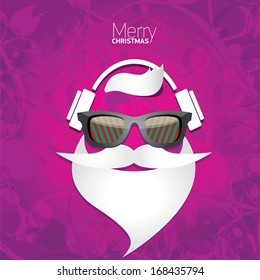 Violet Christmas hipster poster for party or greeting card. Vector illustration
