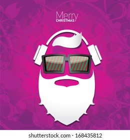 Violet Christmas hipster poster for party or greeting card. Vector illustration