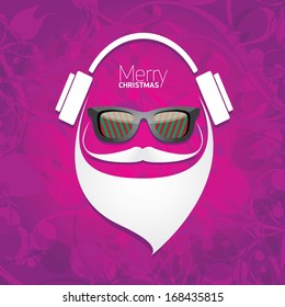 Violet Christmas hipster poster for party or greeting card. Vector illustration