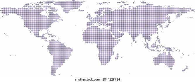 Violet circle shape world map on white background, vector illustration.