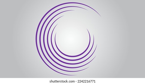 Violet circle speed lines isolated. Abstract speed lines in circle form, vector. For geometric art, elements design, logo, print materials and placard template. Abstract speed lines circles background