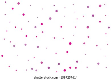 Violet circles confetti falling on transparent background. Round, dot vector background. Abstract colorful confetti flying in the air. Vector holiday illustration with circles confetti.