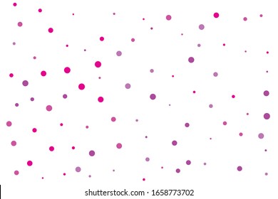 Violet circles confetti falling on transparent background. Round, dot vector background. Abstract colorful confetti flying in the air. Vector holiday illustration with circles confetti.