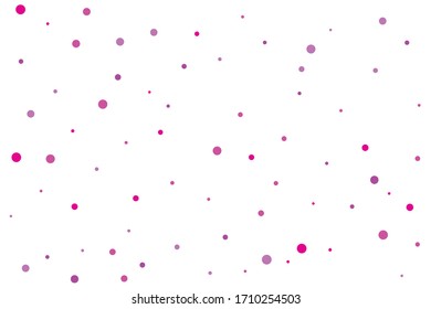 Violet circles confetti falling on transparent background. Round, dot vector background. Abstract colorful confetti flying in the air. Vector holiday illustration with circles confetti.