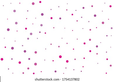 Violet circles confetti falling on transparent background. Round, dot vector background. Abstract colorful confetti flying in the air. Vector holiday illustration with circles confetti.
