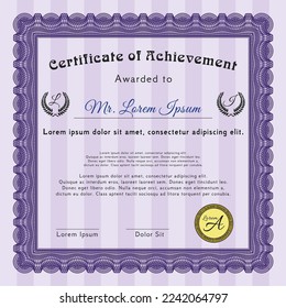 Violet Classic Certificate or Diploma template.  Superior design.  With complex background.   