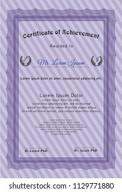 Violet Classic Certificate template. With background. Money Pattern design. Customizable, Easy to edit and change colors. 