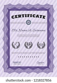 Violet Classic Certificate template. With background. Customizable, Easy to edit and change colors. Good design. 