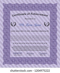 Violet Classic Certificate template. With complex background. Detailed. Perfect design. 