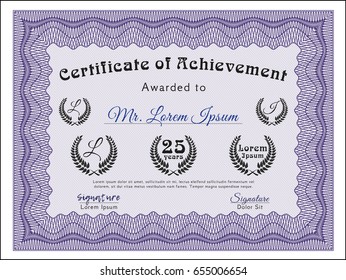 Violet Classic Certificate template. Complex background. Detailed. Sophisticated design. 