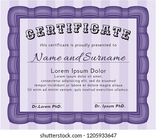 Violet Classic Certificate template. Customizable, Easy to edit and change colors. Complex background. Good design. 
