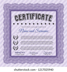 Violet Classic Certificate template. Customizable, Easy to edit and change colors. With complex linear background. Lovely design. 