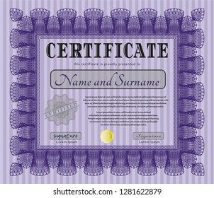Violet Classic Certificate template. Customizable, Easy to edit and change colors. Easy to print. Nice design. 