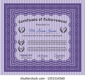 Violet Classic Certificate template. Customizable, Easy to edit and change colors. With complex linear background. Elegant design. 