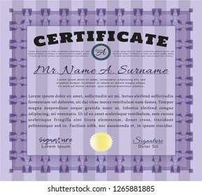 Violet Classic Certificate template. Easy to print. Detailed. Lovely design. 