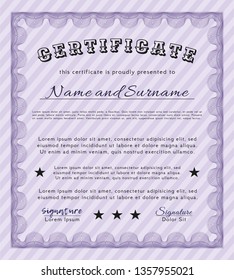 Violet Classic Certificate template. Easy to print. Vector illustration. Good design. 