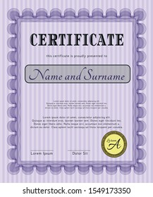 Violet Classic Certificate template. Easy to print. Detailed. Artistry design. 