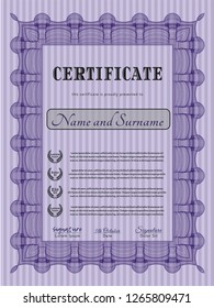 Violet Classic Certificate template. With guilloche pattern. Money Pattern. Customizable, Easy to edit and change colors. 