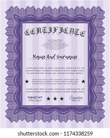 Violet Classic Certificate template. With linear background. Customizable, Easy to edit and change colors. Artistry design. 