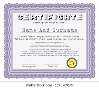 Violet Classic Certificate template. Lovely design. With complex background. Customizable, Easy to edit and change colors. 
