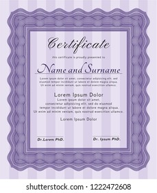 Violet Classic Certificate template. Lovely design. Detailed. With background. 