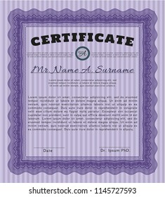 Violet Classic Certificate template. Modern design. Customizable, Easy to edit and change colors. Complex background. 