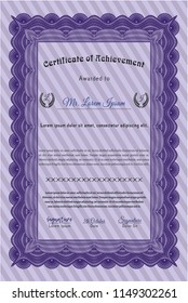 Violet Classic Certificate template. Printer friendly. Customizable, Easy to edit and change colors. Money Pattern design. 