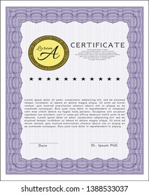 Violet Classic Certificate template. Printer friendly. Detailed. Excellent design. 