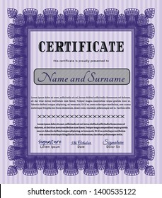 Violet Classic Certificate template. Printer friendly. Artistry design. Customizable, Easy to edit and change colors. 