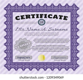 Violet Classic Certificate template. With quality background. Detailed. Modern design. 