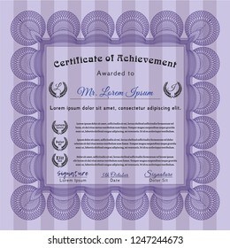 Violet Classic Certificate template. With quality background. Money style design. Vector illustration. 