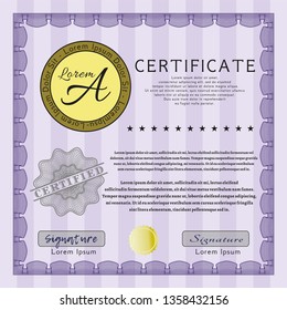 Violet Classic Certificate template. With quality background. Customizable, Easy to edit and change colors. Beauty design. 