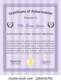 Violet Classic Certificate template. Superior design. Detailed. With background. 
