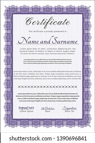 Violet Classic Certificate template. Superior design. With complex linear background. Vector illustration. 