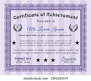 Violet Classic Certificate template. Vector illustration. Printer friendly. Nice design. 