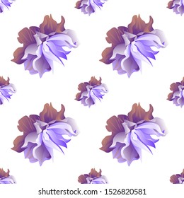 Violet Clematis. Vector illustration. Seamless background pattern. Floral botanical flower. Wild leaf wildflower isolated. Exotic tropical hawaiian jungle. Fabric wallpaper print texture.