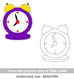 Violet Clock to be traced only of one line, the tracing educational game to preschool kids with easy game level, the colorful and colorless version.