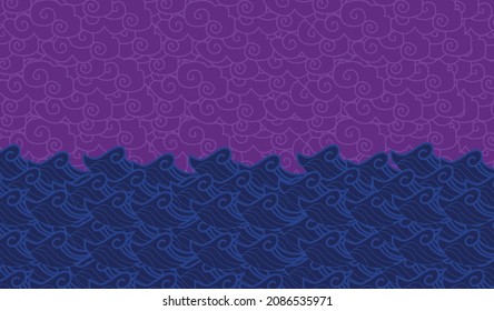 violet cloud and blue water sealmess background