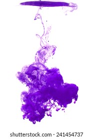 Violet cloud of ink swirling in water. Abstract background