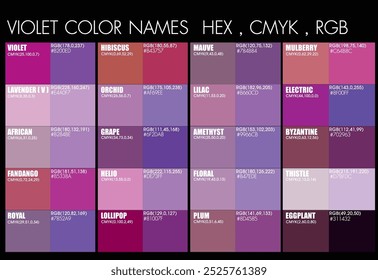 violet color chart hex cmyk rgb