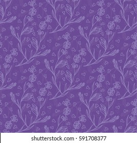 Violet Color Lavender Flower Vector Seamless Texture Background