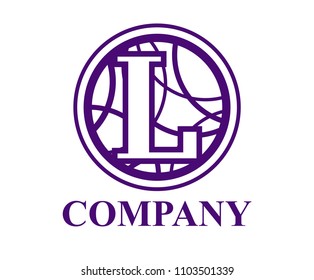 violet color logo symbol type letter l initial business logo design idea illustration shape in circle with beautiful curvy oval line art for premium corporate