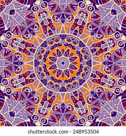Violet color mandala Symmetry asian pattern.