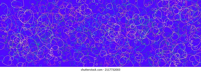 Los Corazones Violetas Coloridos Vectan el Estilo Blanco. Patrón de Arte Moderno Neon Blue Rojo. Confetti Transparente Amor Rosa Brillante Sencilla Foto Romántica. Ilustración del arte del Partido Verde Púrpura Multicolor.