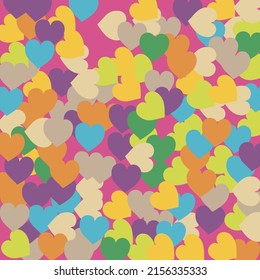 Violet Colorful Light Modern Art Pattern. Multicolor Purple Hearts Love Confetti Vector Art. Modern Pastel Blue Saint Valentine Art Illustration. Warm Rainbow Simple Romantic Wedding Art.