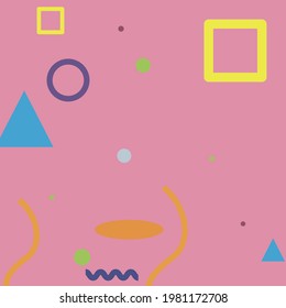 Violet Colorful Multicolor Vector Illustration. Green Red Purple Modern Style Simple Hipster Art. Pink Orange Simple Digital Geometrical Art Illustration. Grey Blue Yellow Modern Art Pattern.