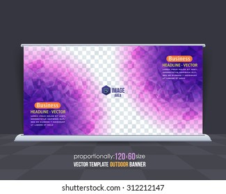 Violet Colors Low Poly Style Outdoor Banner, Advertising Vector Background Template 