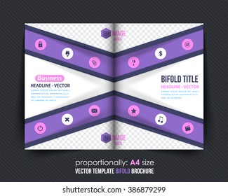 Violet Colors Multipurpose Bi-Fold A4 Brochure. Corporate Leaflet, Cover Design