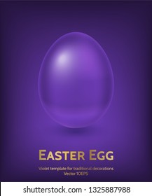 Violet coloured Easter egg vector template by  gradient mesh